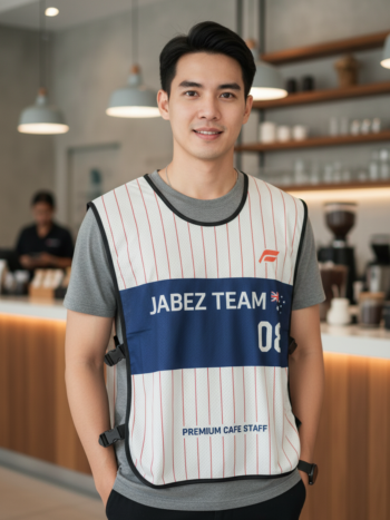 ออกแบบเสื้อกั๊ก รับผลิตเสื้อกั๊ก JABEZ ด้านหน้า