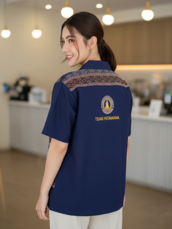 เสื้อทีมผ้าไทย ลายมัดหมี่ ด้านหลัง