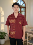 ออกแบบเสื้อทีมผ้าไทย รับผลิตเสื้อทีมผ้าไทย ทรงฮาวาย ด้านหน้า