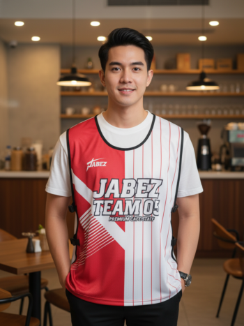 ออกแบบเสื้อกั๊ก รับผลิตเสื้อกั๊ก JABEZ ด้านหน้า