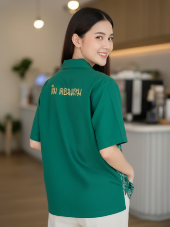 เสื้อทีมผ้าไทย ลายมัดหมี่ ด้านหลัง