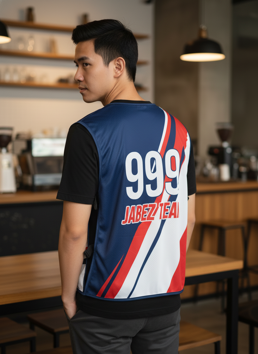 เสื้อกั๊กทีม JABEZ ลายด้านหลัง เสื้อกั๊กทีม JABEZ ลายด้านหลัง