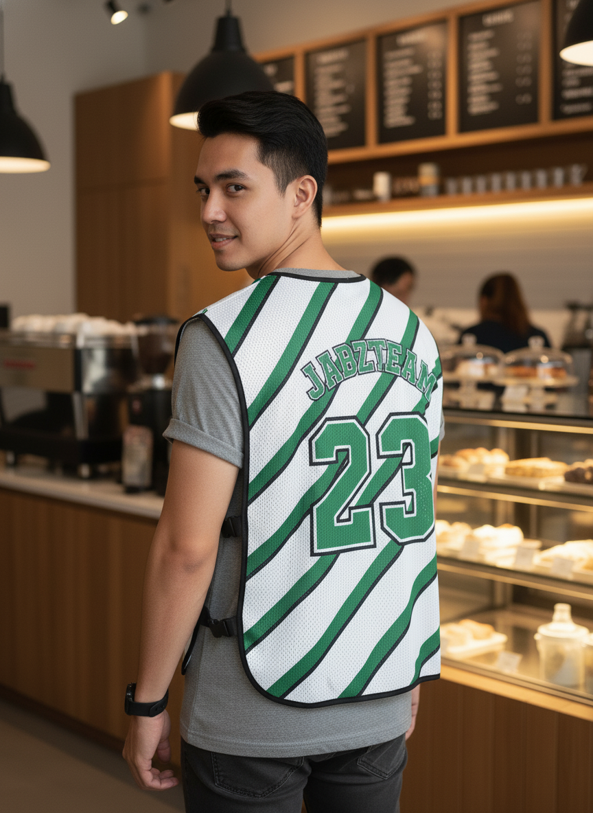 เสื้อกั๊กทีม JABEZ ลายด้านหลัง เสื้อกั๊กทีม JABEZ ลายด้านหลัง