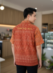 ออกแบบเสื้อทีมผ้าไทย รับผลิตเสื้อทีมผ้าไทย ทรงฮาวาย ด้านหน้า