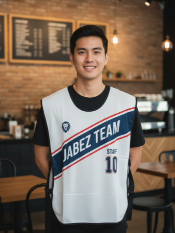 ออกแบบเสื้อกั๊ก รับผลิตเสื้อกั๊ก JABEZ ด้านหน้า