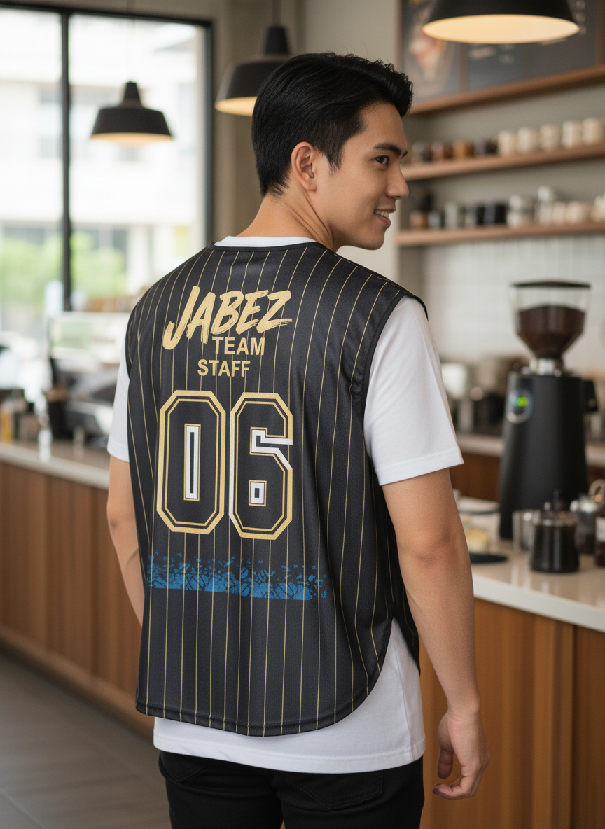 เสื้อกั๊กทีม JABEZ ลายด้านหลัง เสื้อกั๊กทีม JABEZ ลายด้านหลัง