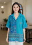 ออกแบบเสื้อทีมผ้าไทย รับผลิตเสื้อทีมผ้าไทย ทรงฮาวาย ด้านหน้า