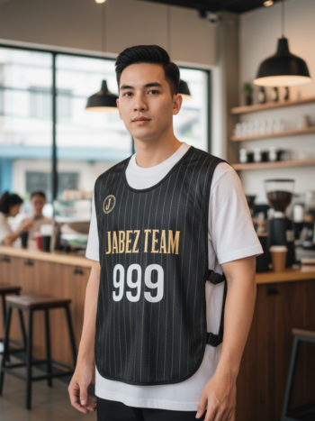 ออกแบบเสื้อกั๊ก รับผลิตเสื้อกั๊ก JABEZ ด้านหน้า