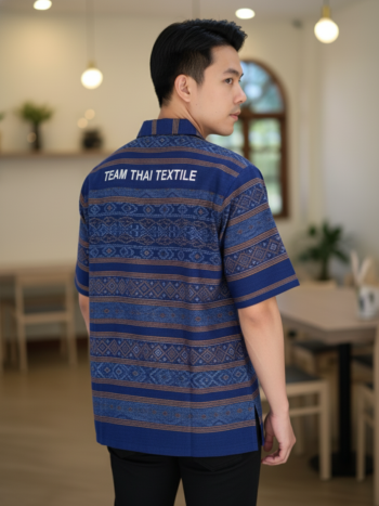 เสื้อทีมผ้าไทย ลายมัดหมี่ ด้านหลัง