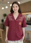 ออกแบบเสื้อทีมผ้าไทย รับผลิตเสื้อทีมผ้าไทย ทรงฮาวาย ด้านหน้า