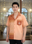 ออกแบบเสื้อทีมผ้าไทย รับผลิตเสื้อทีมผ้าไทย ทรงฮาวาย ด้านหน้า