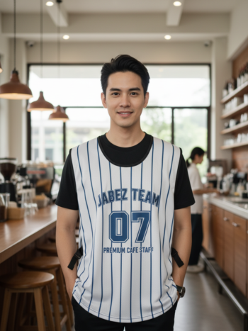 ออกแบบเสื้อกั๊ก รับผลิตเสื้อกั๊ก JABEZ ด้านหน้า