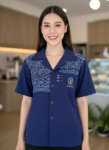 ออกแบบเสื้อทีมผ้าไทย รับผลิตเสื้อทีมผ้าไทย ทรงฮาวาย ด้านหน้า