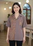 ออกแบบเสื้อทีมผ้าไทย รับผลิตเสื้อทีมผ้าไทย ทรงฮาวาย ด้านหน้า