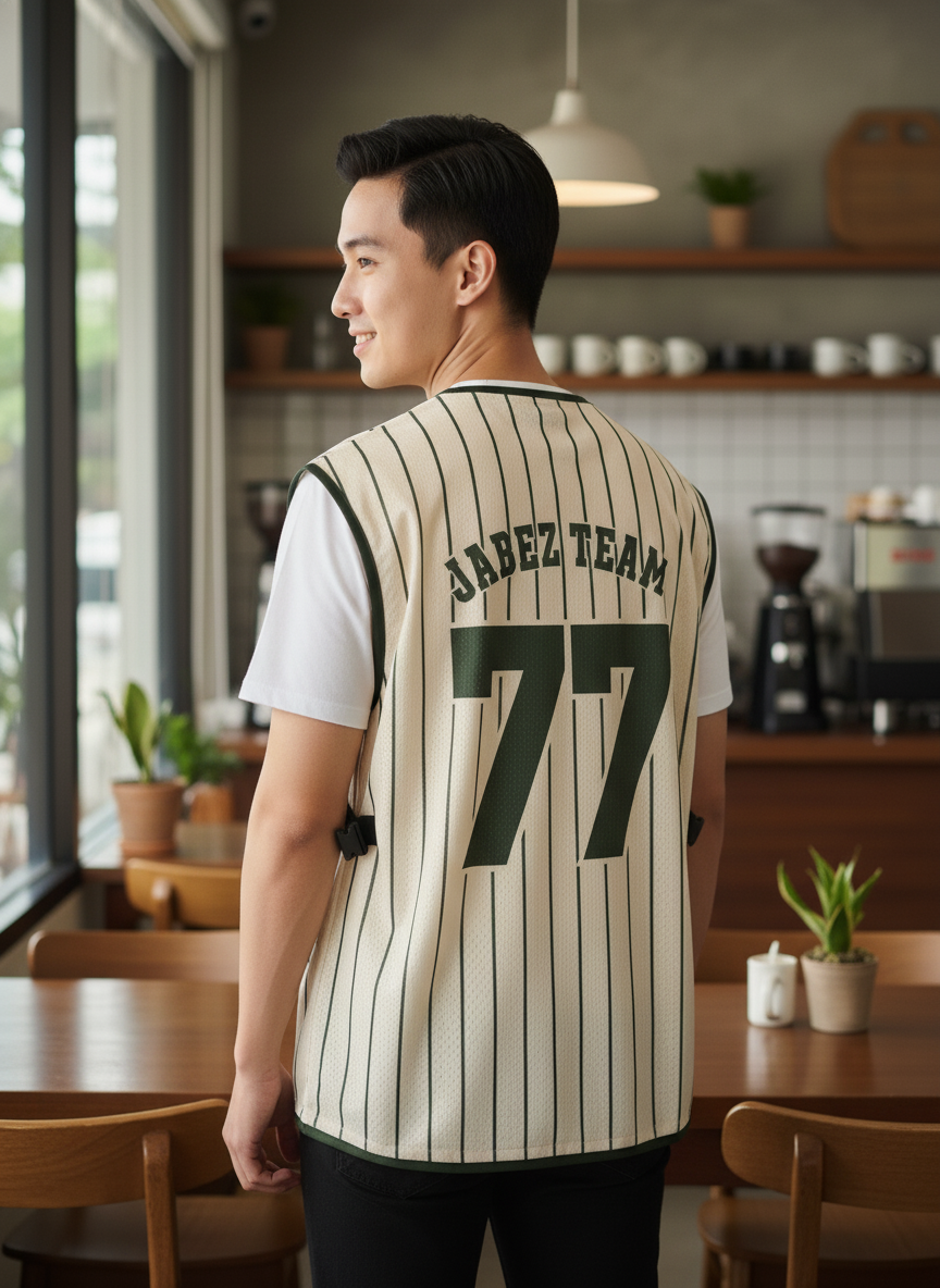 เสื้อกั๊กทีม JABEZ ลายด้านหลัง เสื้อกั๊กทีม JABEZ ลายด้านหลัง
