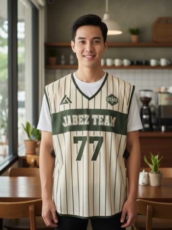 ออกแบบเสื้อกั๊ก รับผลิตเสื้อกั๊ก JABEZ ด้านหน้า