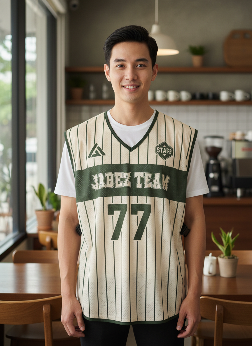 ออกแบบเสื้อกั๊ก รับผลิตเสื้อกั๊ก JABEZ ด้านหน้า ออกแบบเสื้อกั๊ก รับผลิตเสื้อกั๊ก JABEZ ด้านหน้า