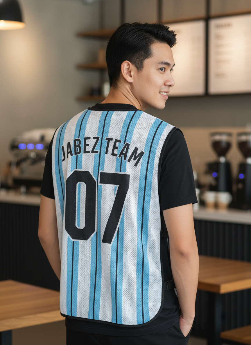 เสื้อกั๊กทีม JABEZ ลายด้านหลัง เสื้อกั๊กทีม JABEZ ลายด้านหลัง