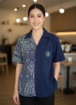 ออกแบบเสื้อทีมผ้าไทย รับผลิตเสื้อทีมผ้าไทย ทรงฮาวาย ด้านหน้า