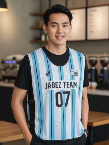 ออกแบบเสื้อกั๊ก รับผลิตเสื้อกั๊ก JABEZ ด้านหน้า