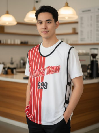 ออกแบบเสื้อกั๊ก รับผลิตเสื้อกั๊ก JABEZ ด้านหน้า
