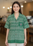 ออกแบบเสื้อทีมผ้าไทย รับผลิตเสื้อทีมผ้าไทย ทรงฮาวาย ด้านหน้า