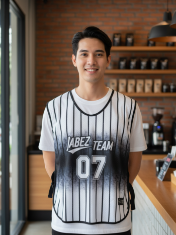 ออกแบบเสื้อกั๊ก รับผลิตเสื้อกั๊ก JABEZ ด้านหน้า