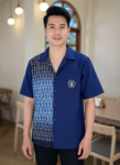ออกแบบเสื้อทีมผ้าไทย รับผลิตเสื้อทีมผ้าไทย ทรงฮาวาย ด้านหน้า