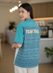 ออกแบบเสื้อทีมผ้าไทย รับผลิตเสื้อทีมผ้าไทย ทรงฮาวาย ด้านหน้า