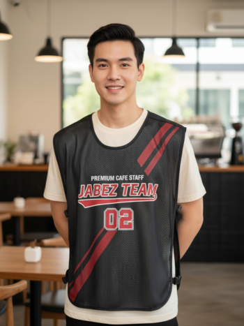 ออกแบบเสื้อกั๊ก รับผลิตเสื้อกั๊ก JABEZ ด้านหน้า