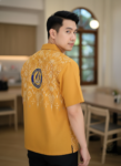ออกแบบเสื้อทีมผ้าไทย รับผลิตเสื้อทีมผ้าไทย ทรงฮาวาย ด้านหน้า