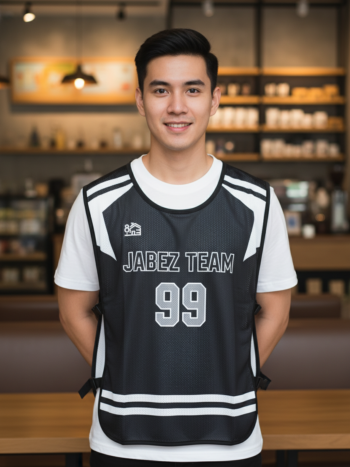 ออกแบบเสื้อกั๊ก รับผลิตเสื้อกั๊ก JABEZ ด้านหน้า