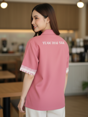เสื้อทีมผ้าไทย ลายมัดหมี่ ด้านหลัง