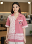 ออกแบบเสื้อทีมผ้าไทย รับผลิตเสื้อทีมผ้าไทย ทรงฮาวาย ด้านหน้า