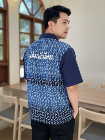 เสื้อทีมผ้าไทย ลายมัดหมี่ ด้านหลัง