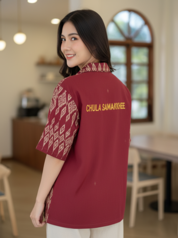 เสื้อทีมผ้าไทย ลายมัดหมี่ ด้านหลัง