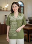 ออกแบบเสื้อทีมผ้าไทย รับผลิตเสื้อทีมผ้าไทย ทรงฮาวาย ด้านหน้า