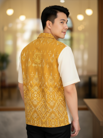 เสื้อทีมผ้าไทย ลายมัดหมี่ ด้านหลัง