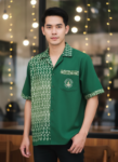 ออกแบบเสื้อทีมผ้าไทย รับผลิตเสื้อทีมผ้าไทย ทรงฮาวาย ด้านหน้า