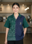 ออกแบบเสื้อทีมผ้าไทย รับผลิตเสื้อทีมผ้าไทย ทรงฮาวาย ด้านหน้า