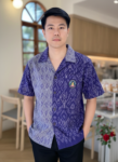 ออกแบบเสื้อทีมผ้าไทย รับผลิตเสื้อทีมผ้าไทย ทรงฮาวาย ด้านหน้า