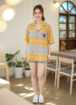 ออกแบบเสื้อทีมผ้าไทย รับผลิตเสื้อทีมผ้าไทย ทรงฮาวาย ด้านหน้า