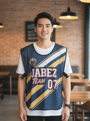 ออกแบบเสื้อกั๊ก รับผลิตเสื้อกั๊ก JABEZ ด้านหน้า