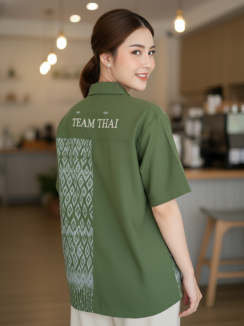 เสื้อทีมผ้าไทย ลายมัดหมี่ ด้านหลัง