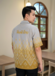 ออกแบบเสื้อทีมผ้าไทย รับผลิตเสื้อทีมผ้าไทย ทรงฮาวาย ด้านหน้า