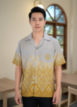 ออกแบบเสื้อทีมผ้าไทย รับผลิตเสื้อทีมผ้าไทย ทรงฮาวาย ด้านหน้า