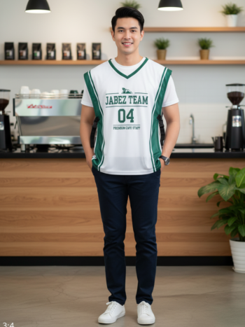 ออกแบบเสื้อกั๊ก รับผลิตเสื้อกั๊ก JABEZ ด้านหน้า