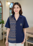 ออกแบบเสื้อทีมผ้าไทย รับผลิตเสื้อทีมผ้าไทย ทรงฮาวาย ด้านหน้า
