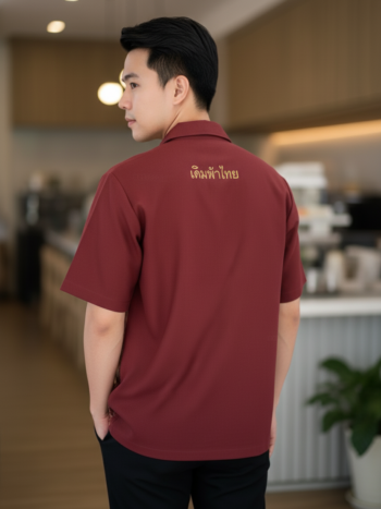 เสื้อทีมผ้าไทย ลายมัดหมี่ ด้านหลัง