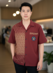 ออกแบบเสื้อทีมผ้าไทย รับผลิตเสื้อทีมผ้าไทย ทรงฮาวาย ด้านหน้า